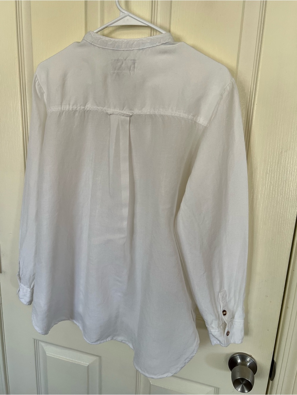Pilcro Linen Blend White Ruffle Button Front Blouse Top Medium Boho - Picture 13 of 14